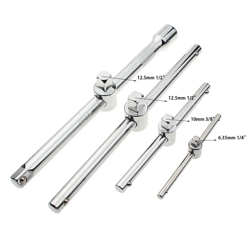 1/4" 3/8" 1/2" Drive Impact Socket Sliding Extension Bar 115-250mm T-handle Socket Breaker Bar for Ratchet Driver & Car Repair