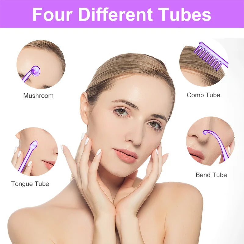 Replace HF Wand Spiral Electrode Glass Tube Argon Violet Ray Neon Acne Skin Care Face Body Massage