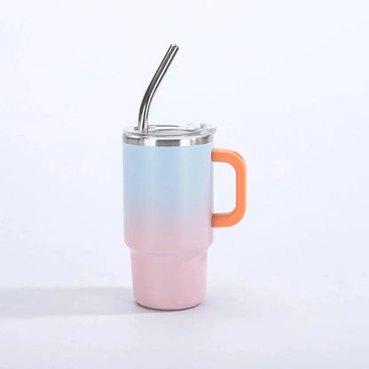 Portable Mini Handle Gradient Color 4oz Car Stainless Steel Insulated Thermos Cold Beverage Camping Outdoor Living Home Goods
