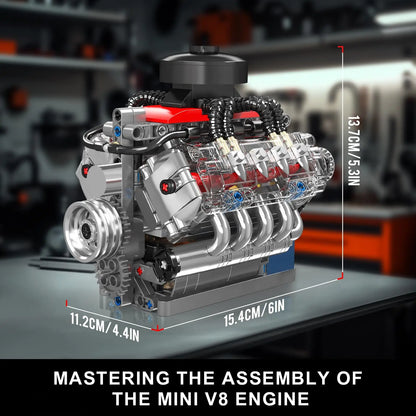Mould King 10171 Working V8 Engine Model Kit, 487 PCS STEM Building Set with Motor for Adults, Teens & Kids