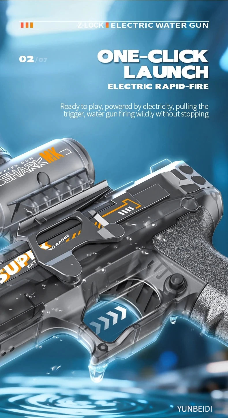 Electric Water Gun Simulation Shooting Water Gun with Recoil Flash Function Summer Outdoor Beach Game Toys Children Adults Gifts