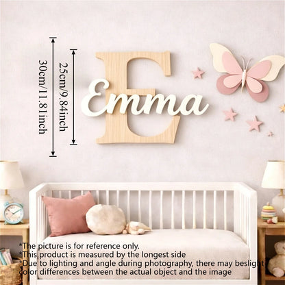 1pc Wooden Double-layer Letter Door Sign, Customized Name/letter,Personalized Children's Room Decoration,Baby Name Sign