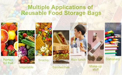 Reusable Silicone Food Bag Freezer Stand Up Food Storage Bag PEVA Bag Leakproof Containers Kitchen Fresh Bag Wrap Ziplock Bag