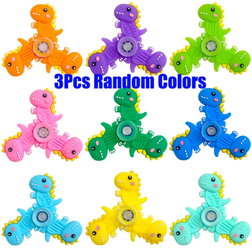 3/9PCS Dinosaur Silicone Spinners Sensory Toys Anxiety Relief Worry Stones Quiet Fidget Spinners for Stress Relief Party Favors