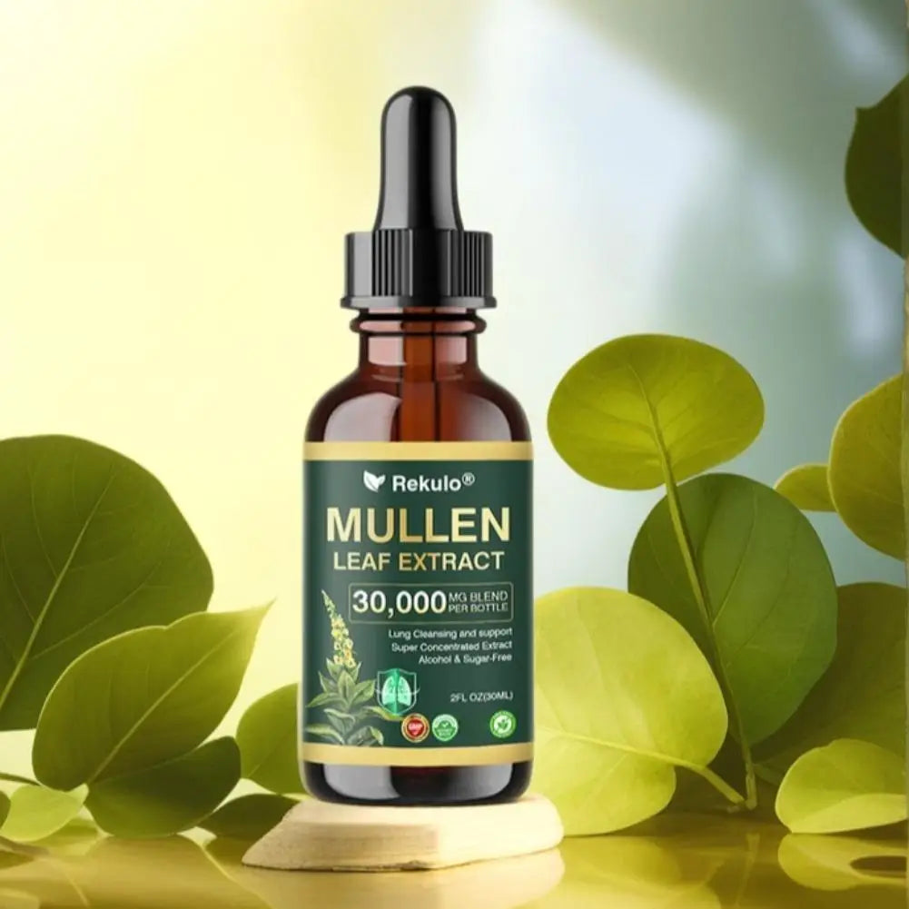 30000mg Mullein Leaf Herbal Drops, Lung Detox Cleansing Formula, Fast Absorption Natural Respiratory Health Maintenance