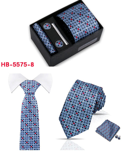 Classic Mens Tie Set Paisley Hanky Cufflinks In Gift Box Jacquard Woven Neckties Set For Men Formal Wedding Fashion Accessories