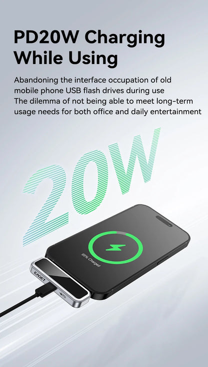 Dysk flash USB Eaget 64 GB/128 GB/256 GB/512 GB typu C — i30, z wyświetlaczami LCD i szybkim ładowaniem PD 20 W do telefonu i tabletu