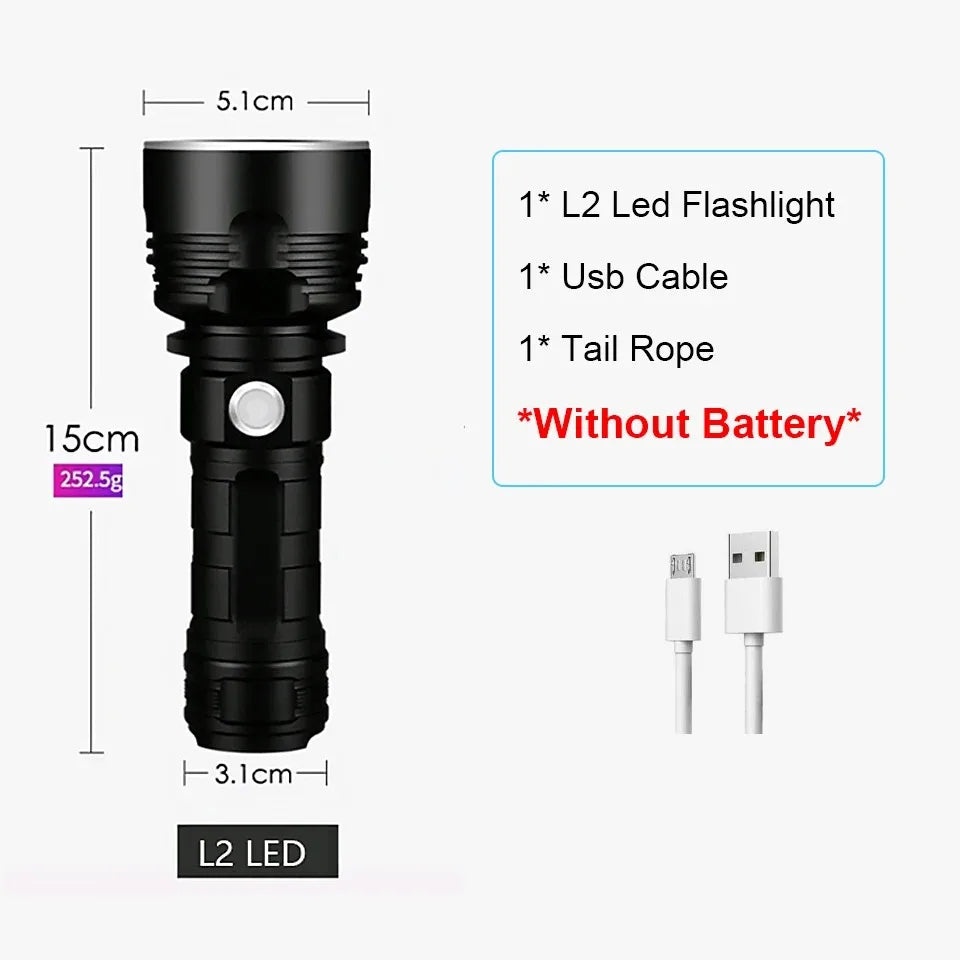 Tactical Torch High Power XHP70 LED Flashlight USB Rechargeable Lantern Waterproof Lamp Ultra Bright Lantern For Camping Outdoor
