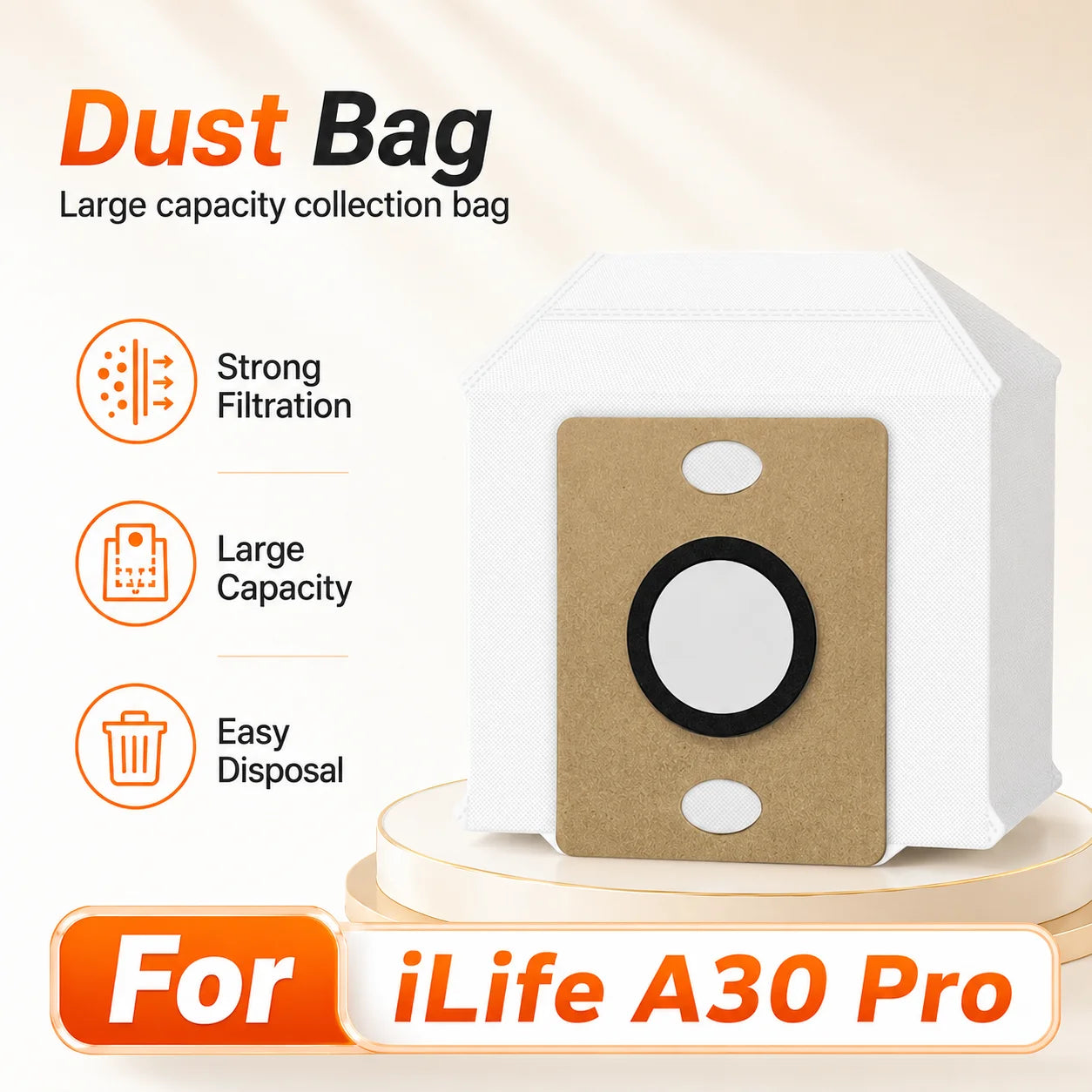 Compatible For iLife A30 Pro Robot Vacuum Cleaner Replacement Parts Kit Main Brush Side Brush HEPA Filter Mop Cloth Dust Bag