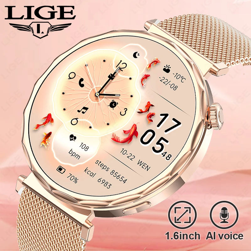 LIGE 2025 Smart Watch Women Full Circle Touch Screen Bluetooth Call Men Smartwatch Waterproof Sport Activity Fitness Watch Women