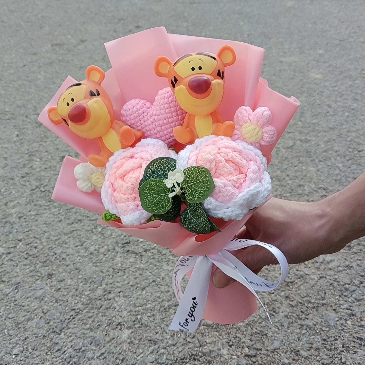 Anime Winnie the Pooh Pig Elephant Handmade Flower Bouquet Plush Doll Wedding Graduation Valentine Christmas Birthday Gifts