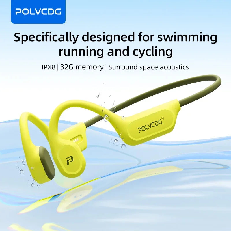 POLVCDG X9 Słuchawki Kostne Wodoodporne IPX8 Otwarte Słuchawki Pływackie 32G Słuchawki Nauszne Tenis Bieganie Jazda Na Rowerze