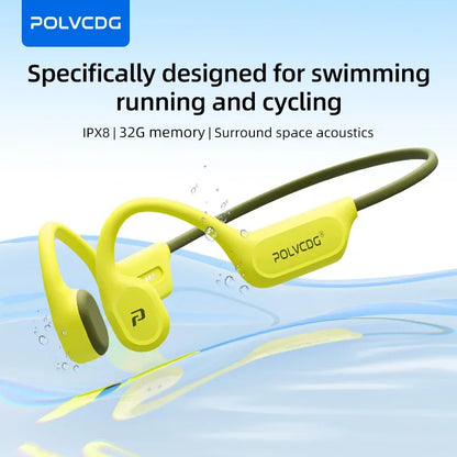 POLVCDG X9 Słuchawki Kostne Wodoodporne IPX8 Otwarte Słuchawki Pływackie 32G Słuchawki Nauszne Tenis Bieganie Jazda Na Rowerze