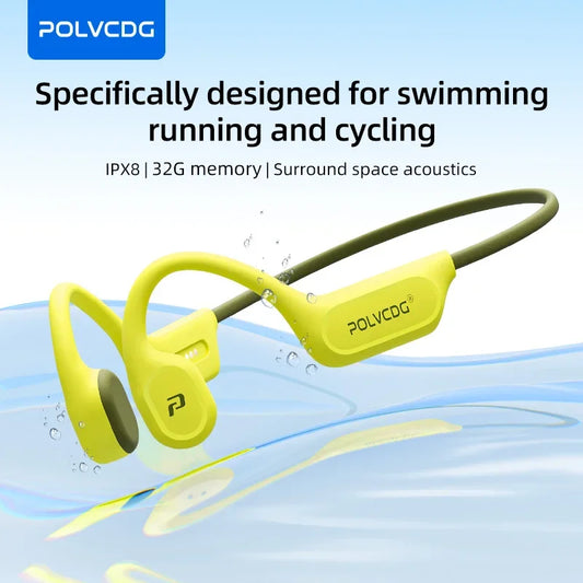 POLVCDG X9 Bone Conduction Earphones IPX8 Waterproof Open Swimming Earphones 32G Ear Hanging Earphones Tennis Running Cycling