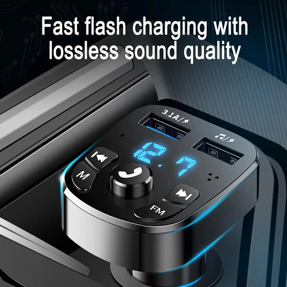 Audio Music Stereo Bluetooth-Compatible 3.1A Fast Charging Audio MP3 Player Wireless FM Transmitter Dual USB Auto Radio Charger