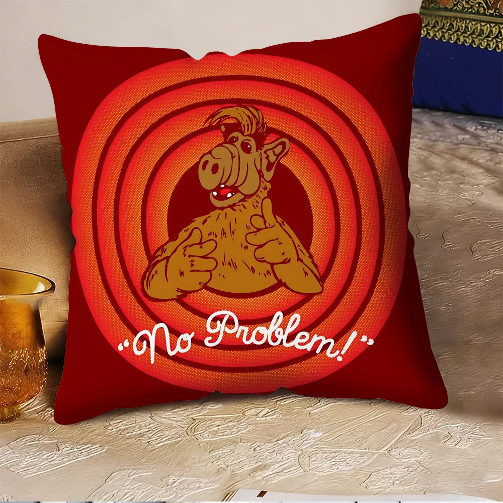 Classic TV Series A-Alf Pillow Covers Cartoon Sofa Decorative Home Double-sided Printing Short Plush Cute Cushion Cover