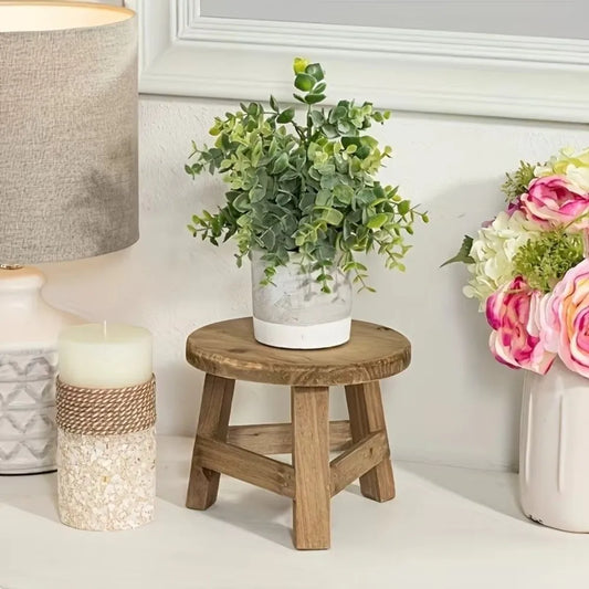 Modern Bonsai Rack Wooden Mini Stool Mini Size Display Succulent Plant Stand Round Flower Pot Base Holder Home Garden Decor