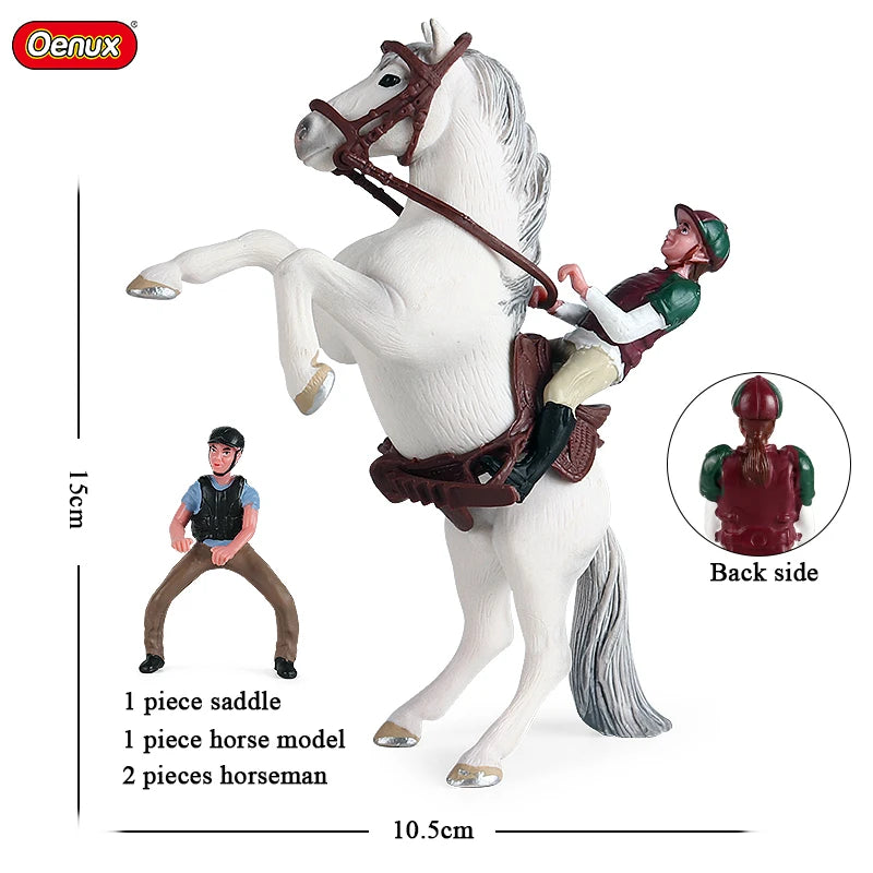 Oenux Farm Horse Race Model Action Figures DIY Equestrianism Horseman Animals Figurine Cute Education Collection Kids Toy Gift
