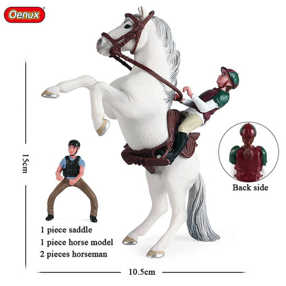 Oenux Farm Horse Race Model Action Figures DIY Equestrianism Horseman Animals Figurine Cute Education Collection Kids Toy Gift