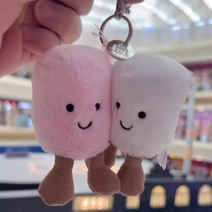 #new Fun Two Marshmallow Keychain Cotton Candy Tone Cute Soft Two Tone Keychain Bag Pendant Accessories Dolls Pendant Xmas Gifts