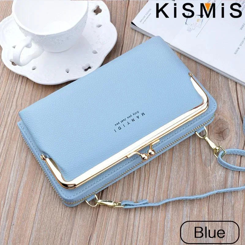Ladies Crossbody Bag PU Leather Handbag Women Travel Casual Shoulder Bag Everyday Use Double Layer Mobile Wallet Clutch Purse