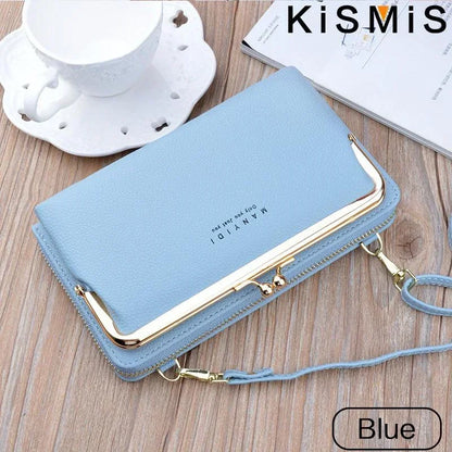 Ladies Crossbody Bag PU Leather Handbag Women Travel Casual Shoulder Bag Everyday Use Double Layer Mobile Wallet Clutch Purse