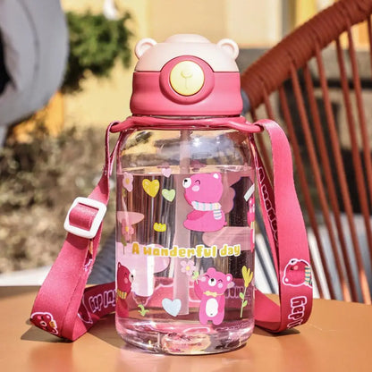 650ml Cute Water Bottle Cup With Straw Adjustable Shoulder Strap Portable Leakproof Students Kids Adults Outdoor BPA Safe 2026