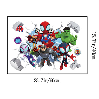 Cute mini Spiderman Super Heroes Wall Stickers For Kids Room Decoration Home Bedroom PVC Decor Cartoon Movie Mural Art Decals