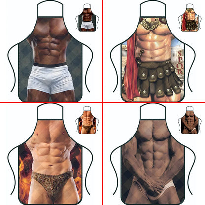 Funny Creative Personalized Muscle Men's Apron Household High-value Overalls Apron