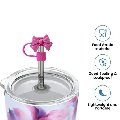 New Cute Bow Straw Cap Covers Silicone Straw Toppers Cap For Stanley Cups Accessories Straw Dust Cap For 10mm Diameter Straws