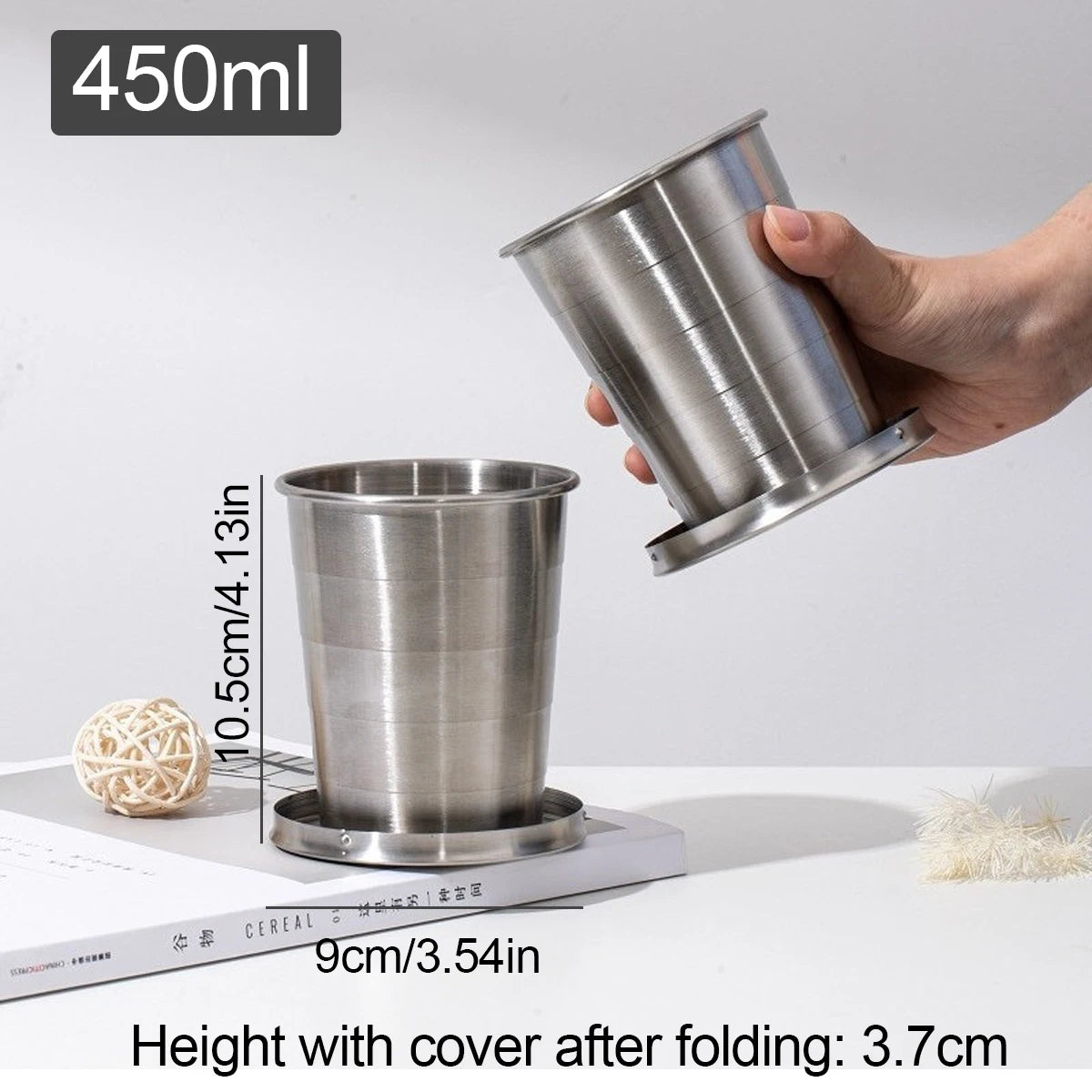 Stainless Steel Folding Cup Portable Water Drinking Cup Retractable Telescopic Collapsible Cups For Outdoor Travel With Keychain