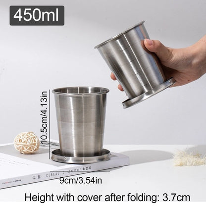 Stainless Steel Folding Cup Portable Water Drinking Cup Retractable Telescopic Collapsible Cups For Outdoor Travel With Keychain