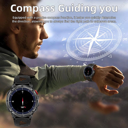 LIGE Smart Watch 2026 Gorąca Sprzedaż 1100mAh Wojskowy Wodoodporny Kompas Latarka LED Tryby Sportowe Męski Smartwatch Dla Android iOS