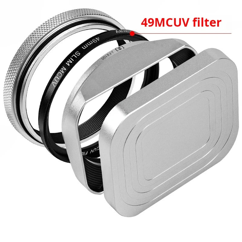 Square X100VI Shading Hood Compatible With Fujifilm X70 X100S X100T X100 X100F X100V Lens Filter Adapter Ring Metal Mount