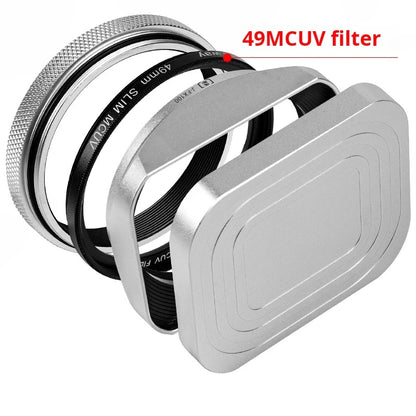 Square X100VI Shading Hood Compatible With Fujifilm X70 X100S X100T X100 X100F X100V Lens Filter Adapter Ring Metal Mount