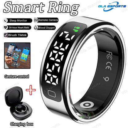New R11 Smart Ring Men Women LED Display Screen Heart Rate Blood Oxygen Monitoring Waterproof Multi Sports Modes Smartrings 2025