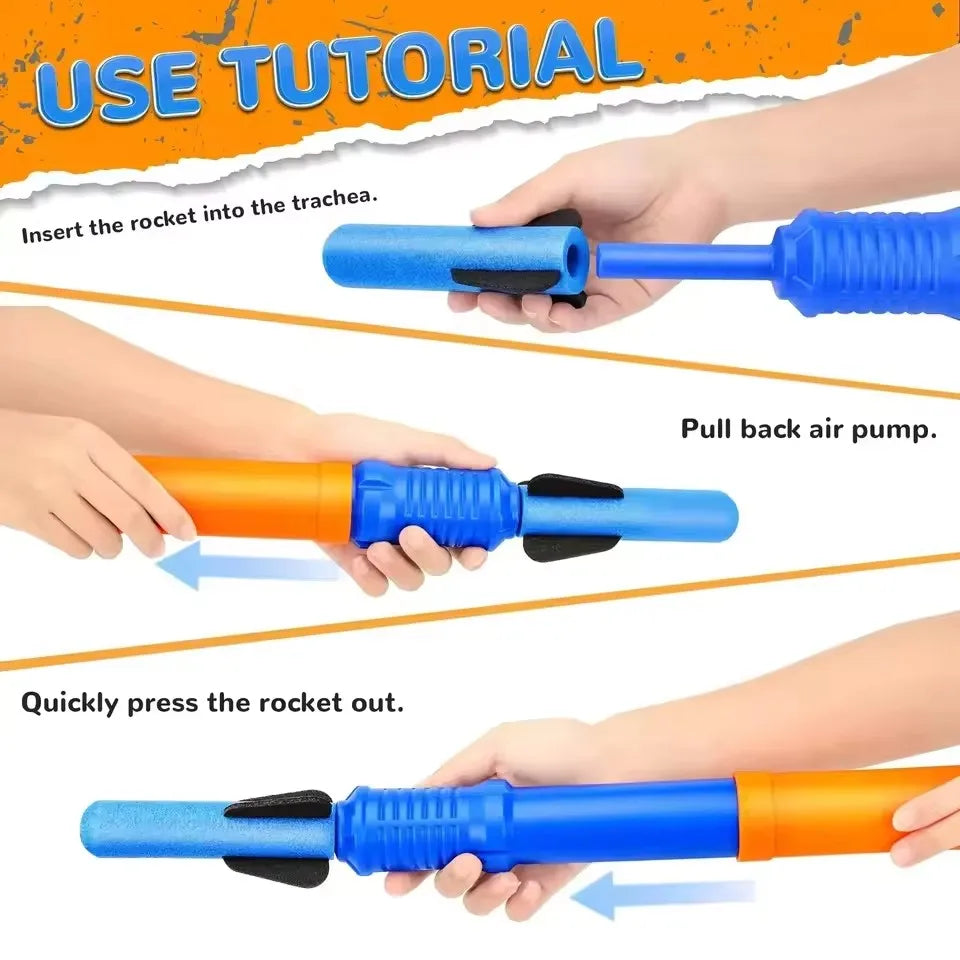 1-5pcs Hand-Propelled Rocket Launcher Toy Set Foam Rocket Children Outdoor Birthday Gift Funny Summer Garden Game Party Discount