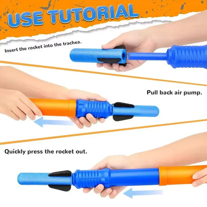 1-5pcs Hand-Propelled Rocket Launcher Toy Set Foam Rocket Children Outdoor Birthday Gift Funny Summer Garden Game Party Discount