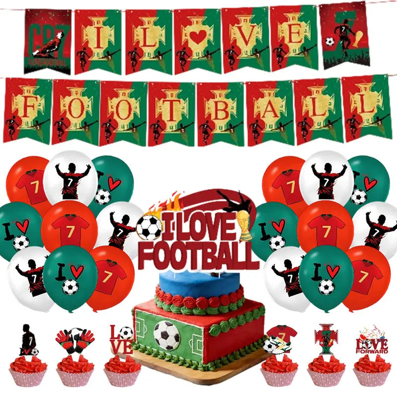 Soccer Birthday Party Supplies Football Theme  Birthday Party Decoration Cotillon Birthday CR7 Soccer Plate Cups Balloons Supply