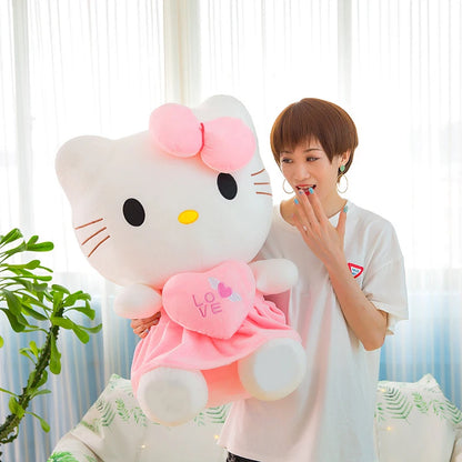 Sanrio Kitty Plush Toys Pillow 25cm Kawaii Anime KT Cat Plush Doll Soft Stuffed Cartoon Cute Pink Doll Birthday Gift For Girls