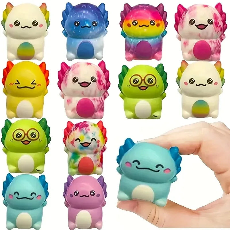 hot 12/24PCS Kids Adult Mini Kawaii Newt Cute Stress Relief Squeeze Toys Random Slow Rising Toy Carnival Goodie Party Send Gift