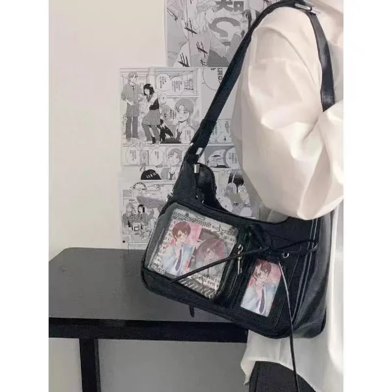 Y2k Harajuku Shoulder Bag Women Korean Transparent Ita Bag School Crossbody Bag Female Japanese Designer Preppy Handbag Purse
