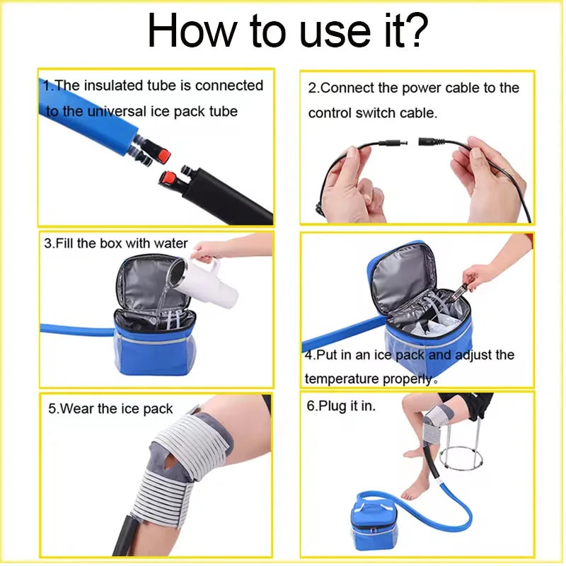 Medical Cold Therapy System Ice Machine Cryotherapy Freeze Kit with Universal Pad for Pain Relief Knee Hip Leg Injury Recovery