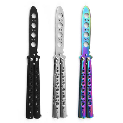 Portable Practice Butterfly Knife CSGO Balisong Trainer Stainless Steel Pocket Foldable Knife Training Tool for Outdoor Games