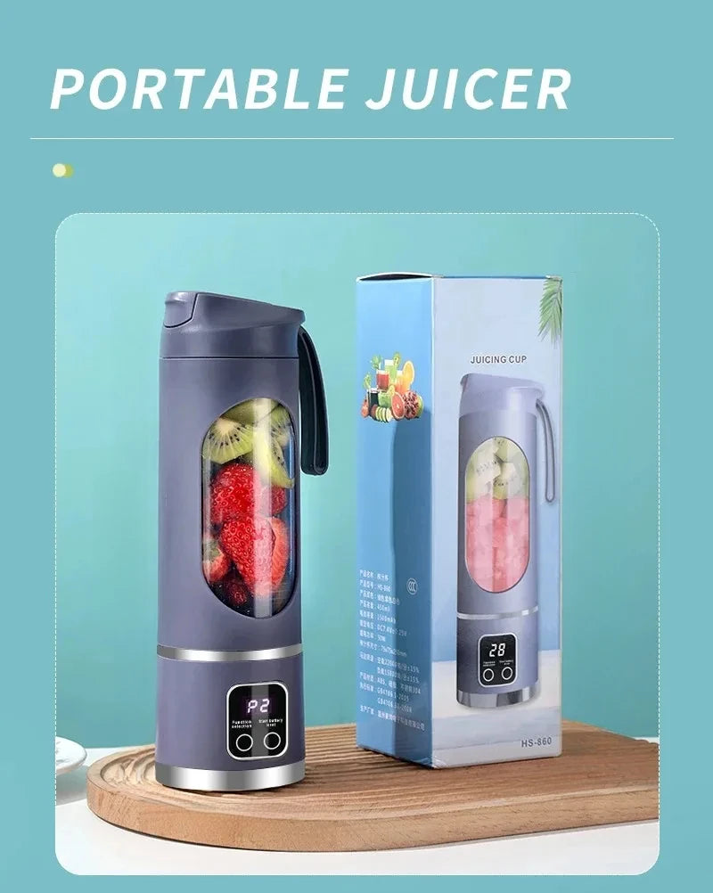 2026 NEWPortable Fruit Juicer 450ml Capacity 3 Gears USB Rechargeable Blender Ice Crusher for Shakes and Smoothies Juicer Cup