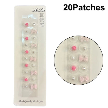 Fashion Exquisite Bowknot Colorful Flower Pearl Ear Point Stickers Ear Pressure Stick Acupuncture Auricular Ear Stickers Massage