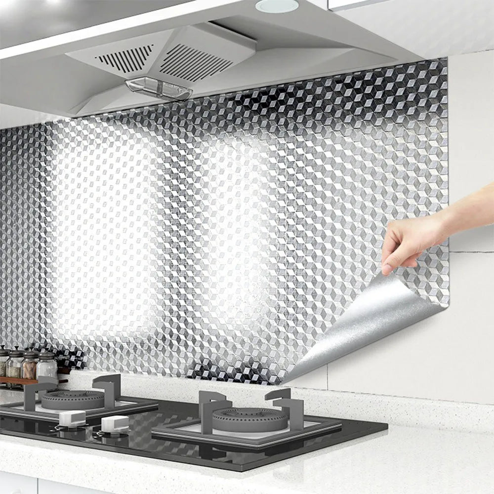 kitchen stickers self-adhesive aluminum foil anti-oil waterproof wallpaper for countertops drawers cabinets shelves line