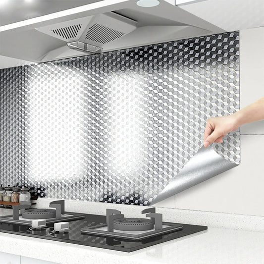 kitchen stickers self-adhesive aluminum foil anti-oil waterproof wallpaper for countertops drawers cabinets shelves line