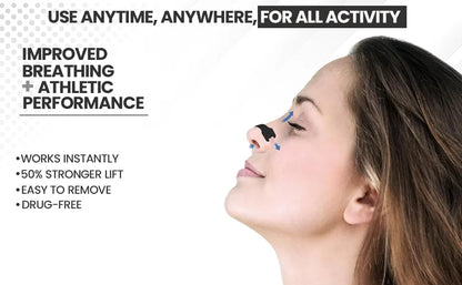 Nose Strips for Breathing, Oil & Sweat Proof Adhesive, Athletic Nasal Strips for Snoring & Sleeping