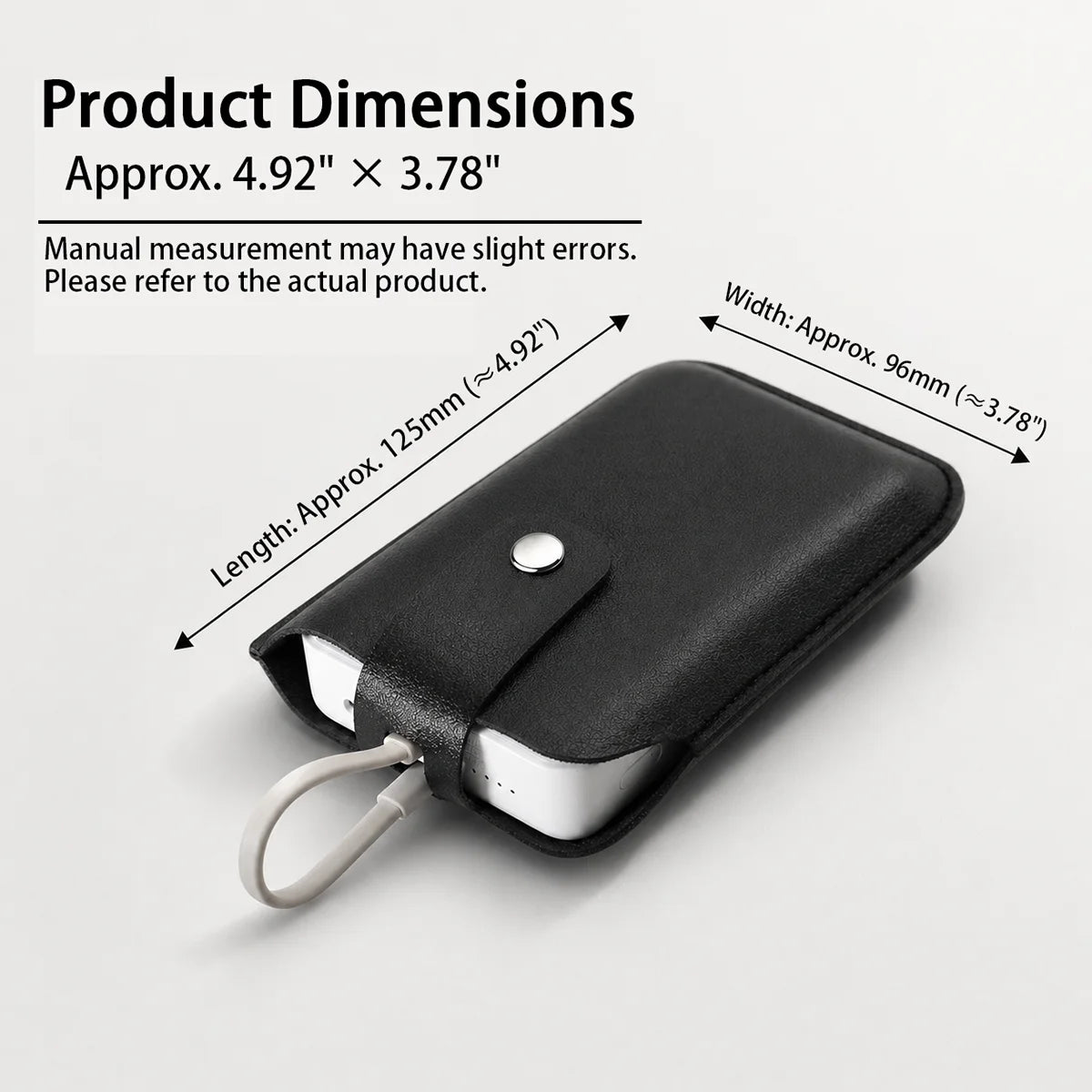 PU Leather Protective Case for Xiaomi 33W Magnetic Power Bank 10000mAh, Integrated Cable, Anti-Scratch Portable Storage Bag